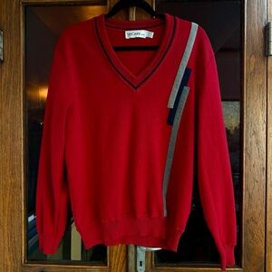 St.‎ Croix Shop Sweater With a Geometric Pattern Red Wool 80's Grandpa Core L
